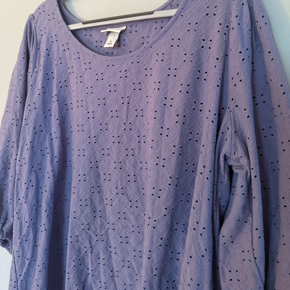 Ava & Viv Balloon Sleeve Purple Blouse - Picture 3 of 5